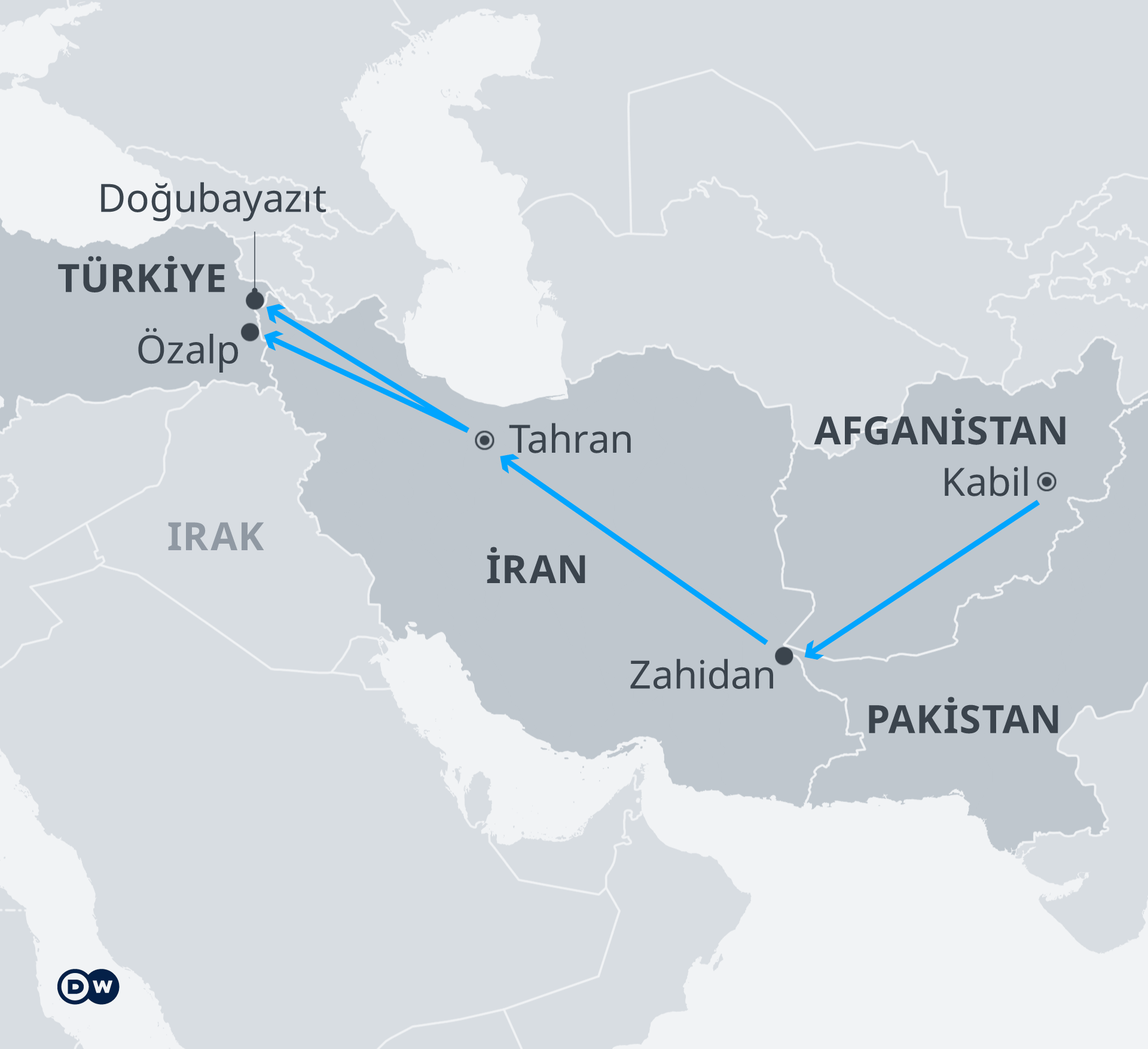 Afganistan'dan Avrupa'ya göçün yol haritası.. Göçmen kodu "m